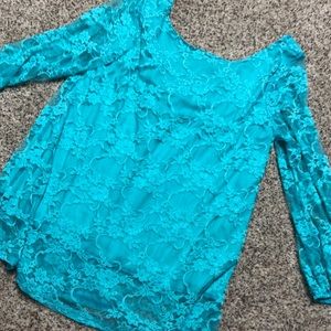 Mint Lace Bow Back Blouse